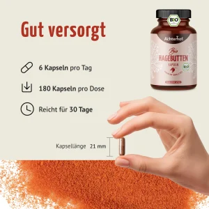 vom Achterhof BIO Hagebutten Kapseln 180 Kapseln – Bild 3
