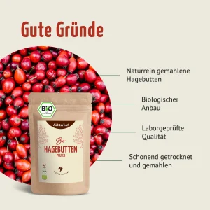 vom Achterhof BIO Hagebutten Pulver 500g – Bild 4