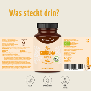 vom Achterhof BIO Kurkuma Kapseln 180 Kapseln – Bild 4
