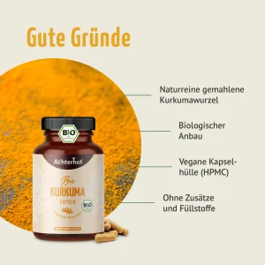 vom Achterhof BIO Kurkuma Kapseln 180 Kapseln – Bild 2