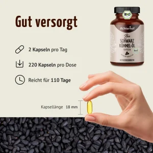 vom Achterhof BIO Schwarzkümmel-Öl Kapseln 400 Kapseln – Bild 2
