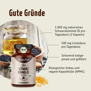 vom Achterhof BIO Schwarzkümmel-Öl Kapseln 400 Kapseln – Bild 5