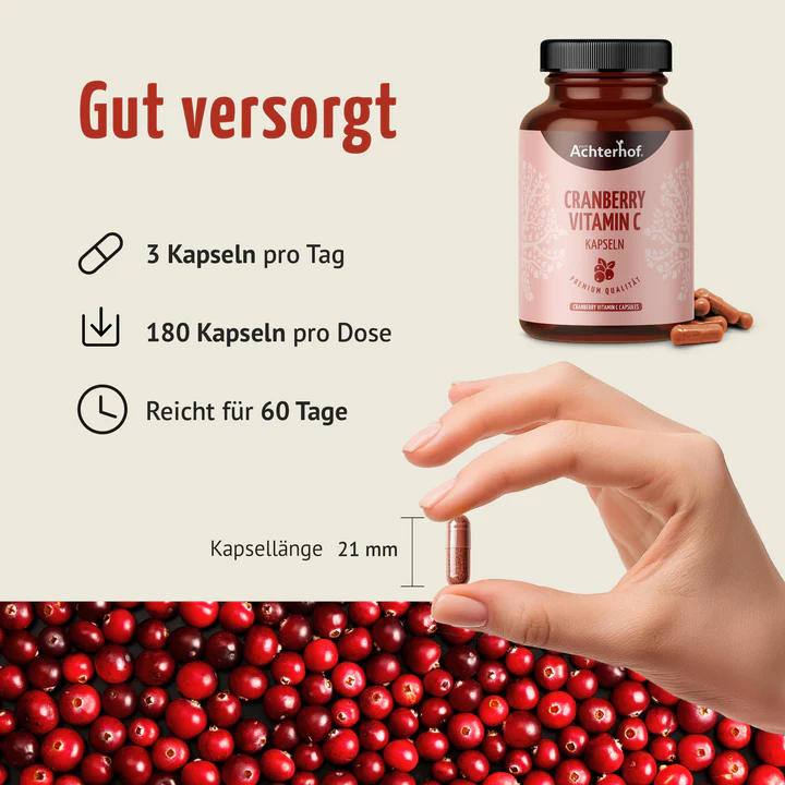 vom Achterhof Cranberry Vitamin C Kapseln 180 Kapseln – Bild 4