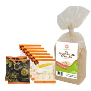 LebensForm PREMIUM | Fastenstarter: Pflaume 6 Stk., Pomelozzini 2 STk. + Bio Flohsamenschalen